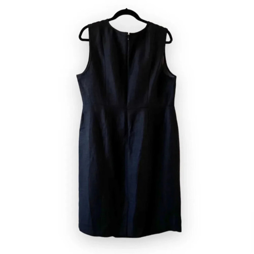Calvin Klein Linen Blend Sheath Dress Size Size 16W Black LBD Office Career Suit